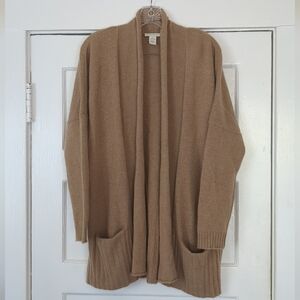 White + Warren Tan Camel 100% Cashmere Cardigan Sweater